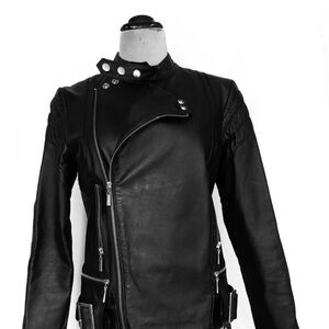 Black Genuine Leather Moto Jacket – NEW